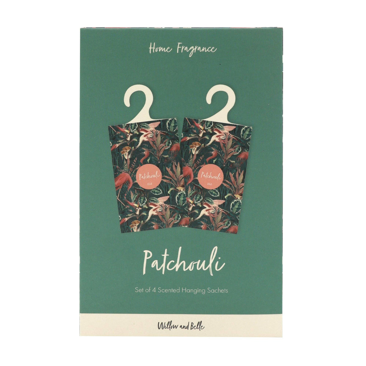 Willow and Belle Scented Hanging Sachet - Set of 4 Patchouli - Jungle Green Design