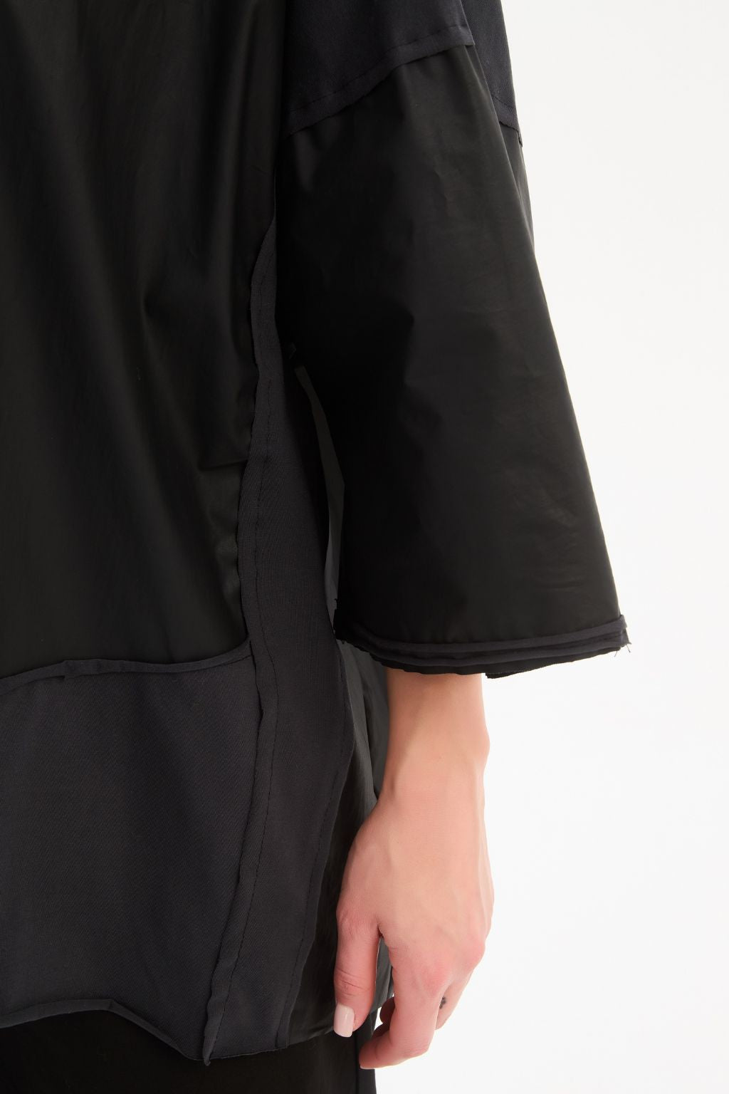 Coated Combi Boxy Top - Black