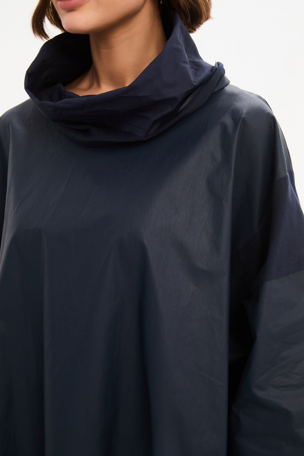 Coated Combi Boxy Top - Navy