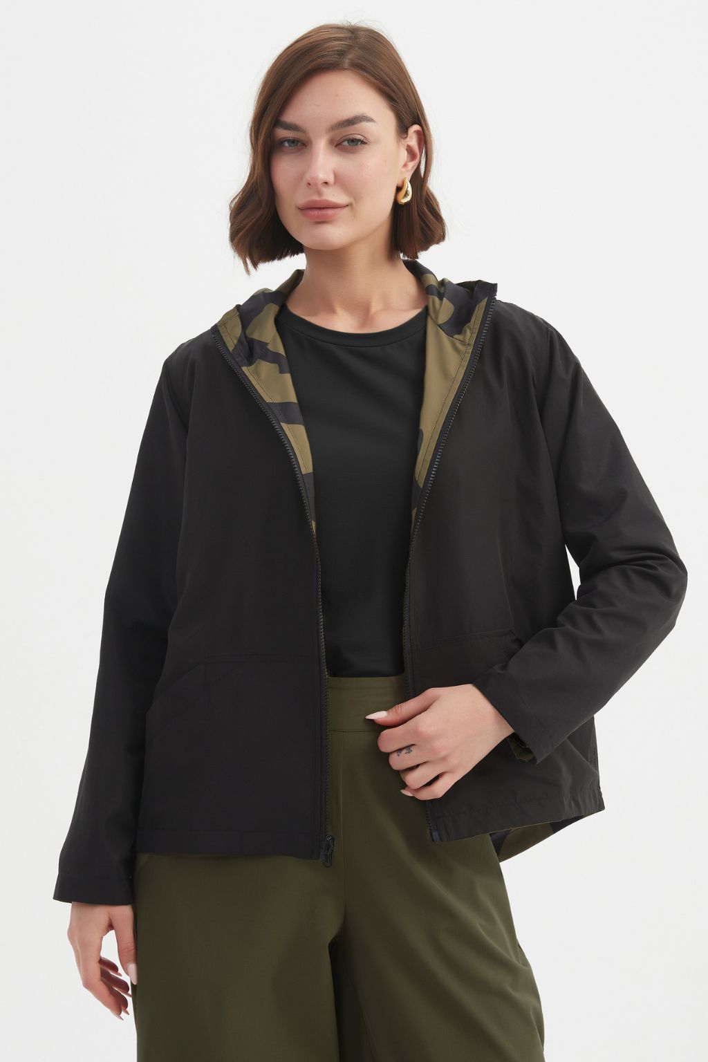 Reversible Print Windbreaker - Moss/Black Blot Print