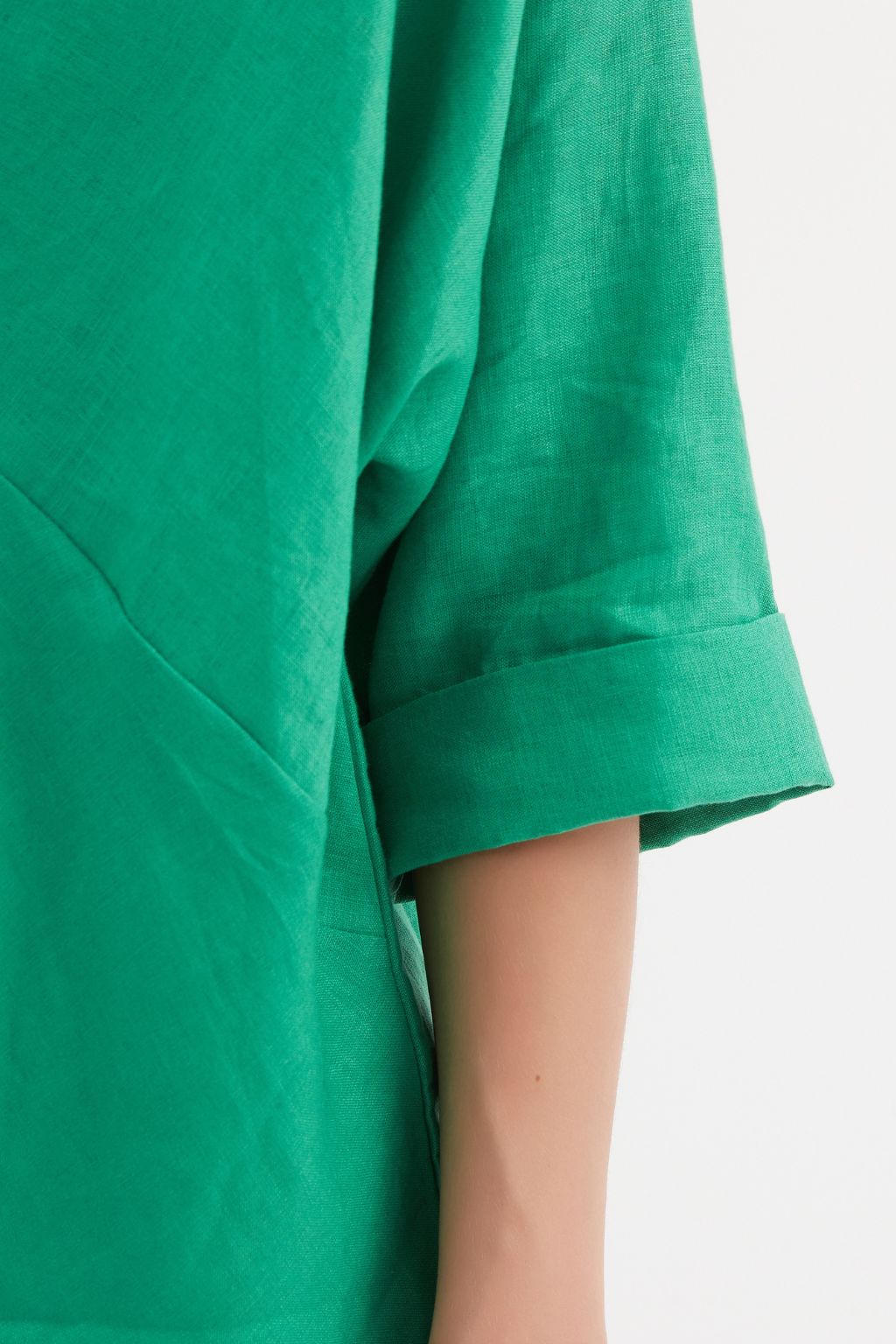 Twist Front Linen Top - Cool Green