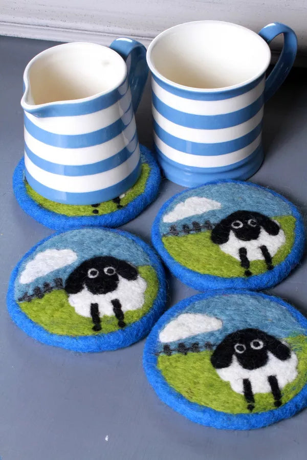 Flock Of Sheep Coaster 10cm Pk 4