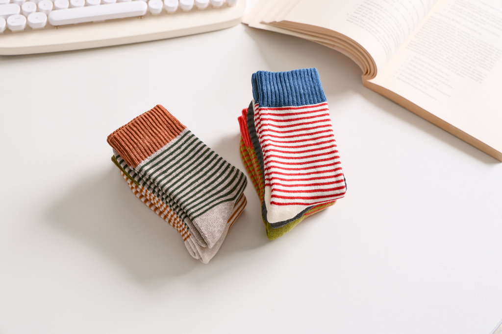 Women's Striped Cotton Socks - Soft, Breathable & Stylish: Grey/Black