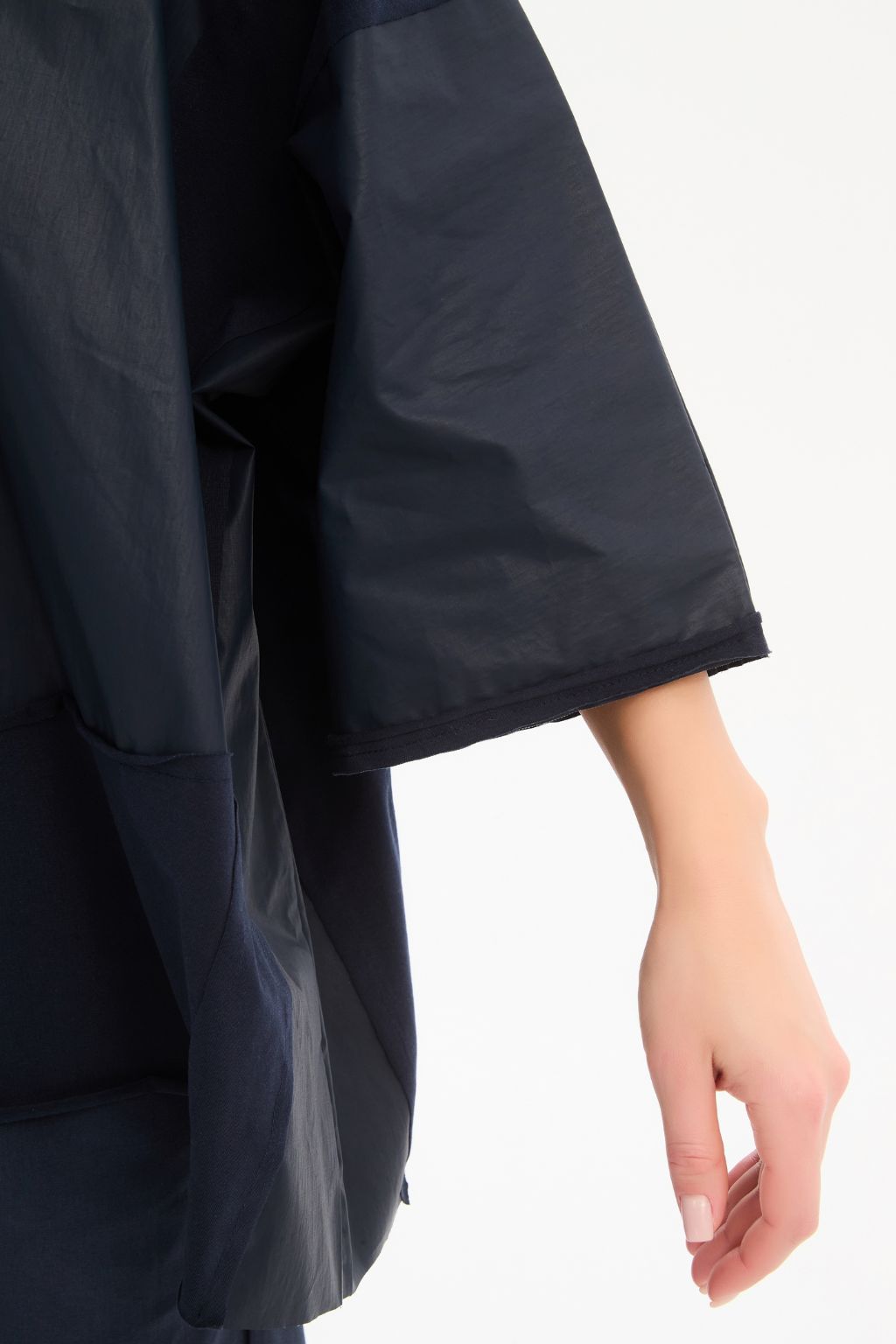 Coated Combi Boxy Top - Navy