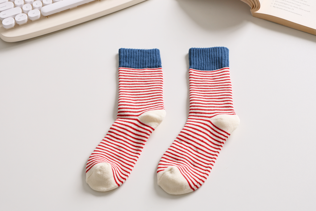 Women's Striped Cotton Socks - Soft, Breathable & Stylish: Khaki/Grey