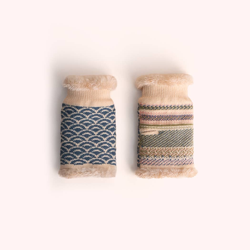Agatha Wrist Warmers in Denim Mix