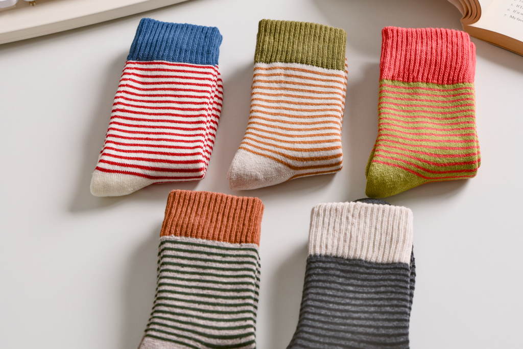 Women's Striped Cotton Socks - Soft, Breathable & Stylish: Grey/Black