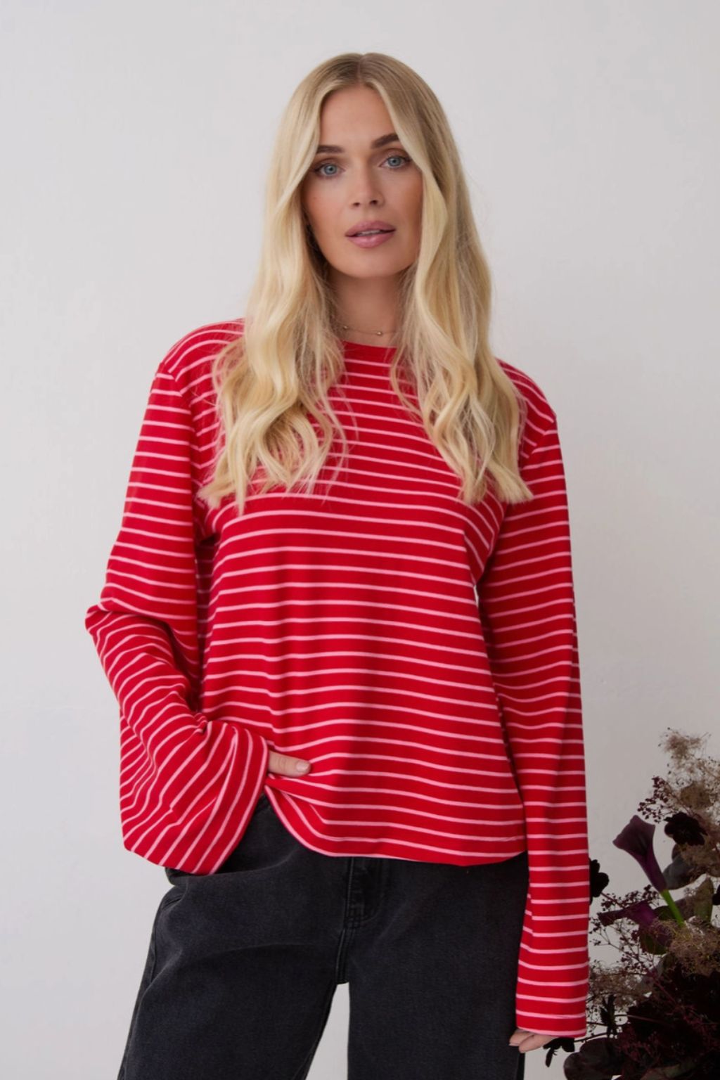 Celine Stripe Super Soft Top - Red
