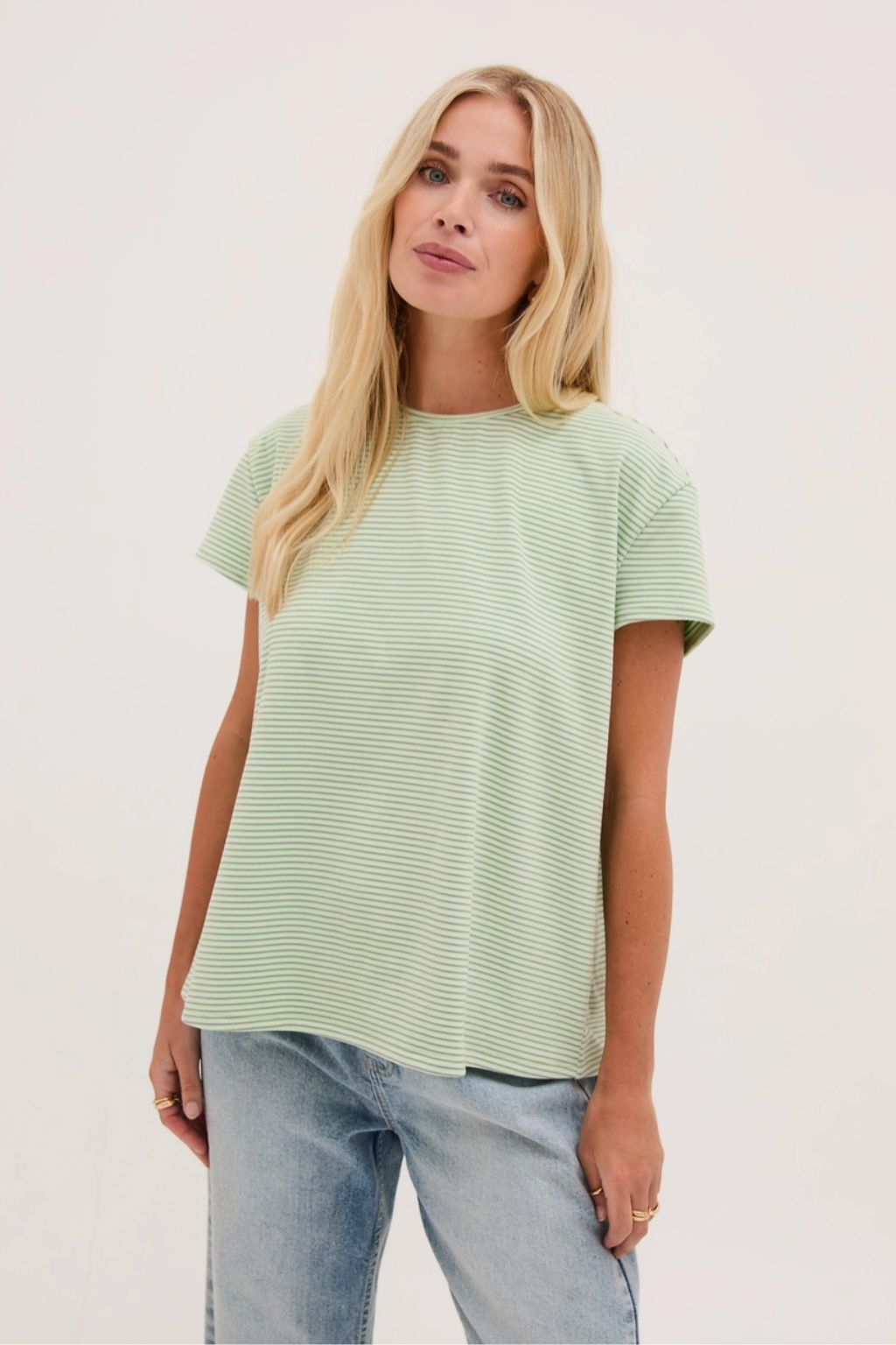 Mimi Stripe Super Soft Top - Mint Green