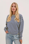 Zara Blue & Yellow Lightweight Stripe Sweatshirt - Blue & Yellow