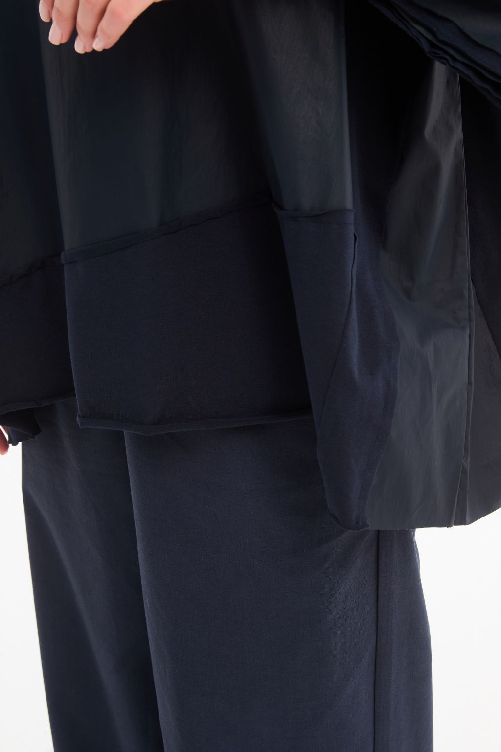 Coated Combi Boxy Top - Black