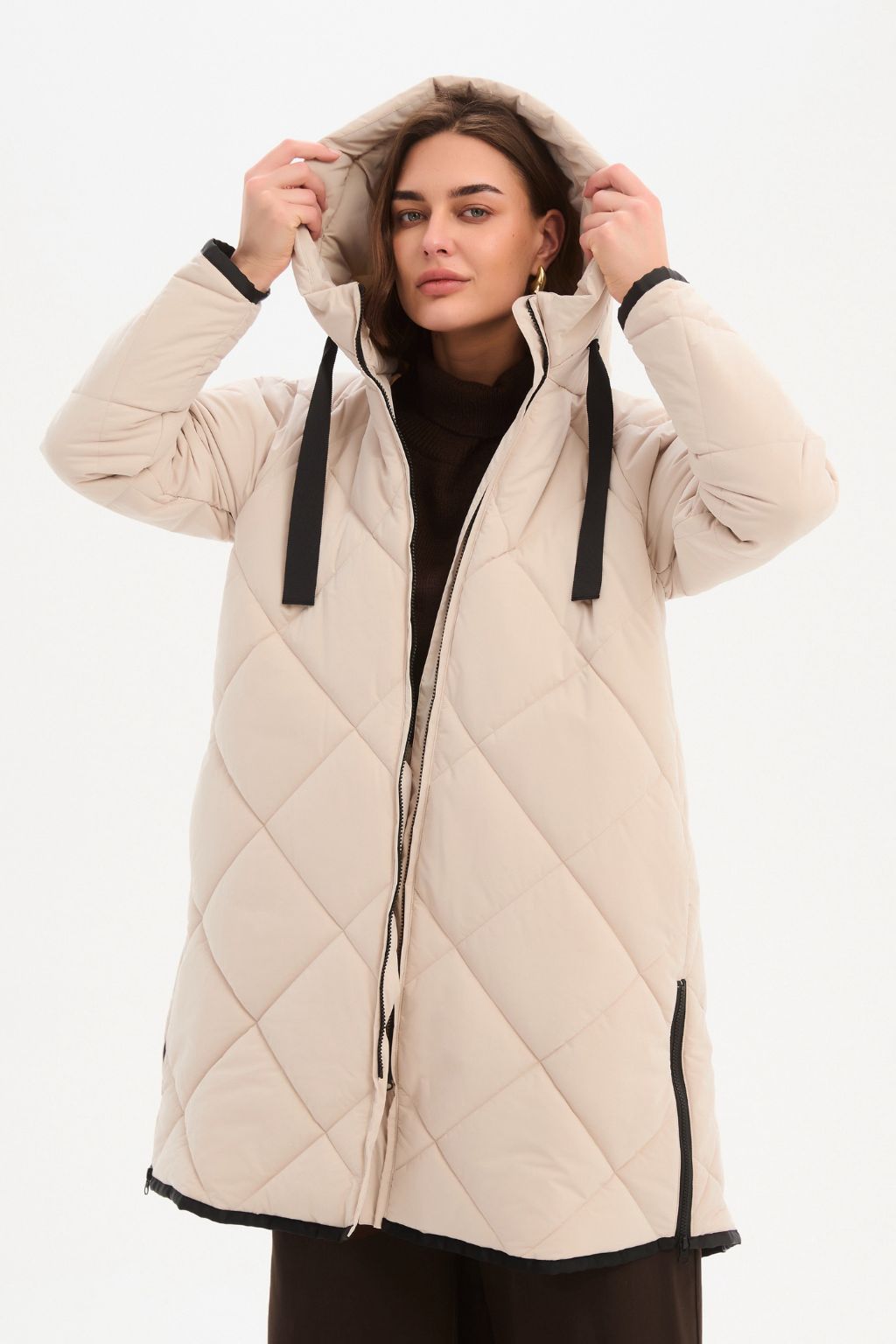 Zip Hem Coat - Cream