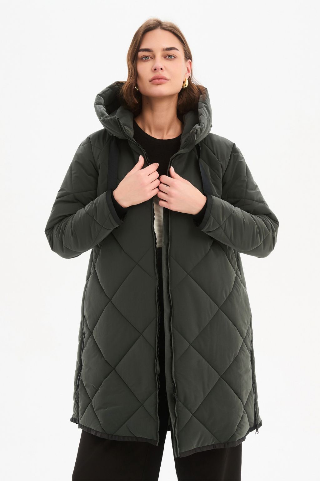 Zip Hem Coat - Steel
