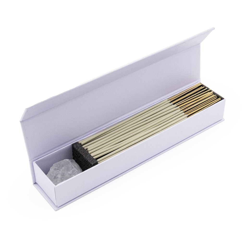 Clarity Incense and Crystal Holder - White Jasmine Scent with Clear Quartz Crystal