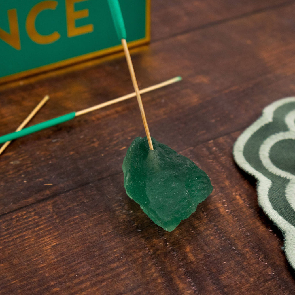 Abundance Incense and Crystal Holder - Sage Scent with Jade Crystal