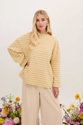 Eleanor Long Sleeve Striped Top - Neutral & Yellow Stripe