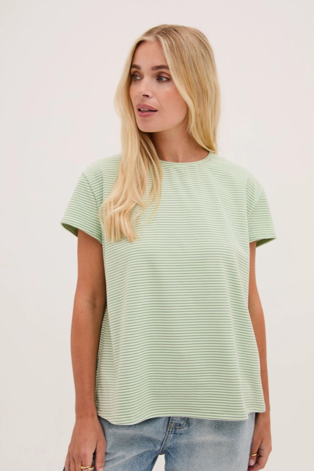 Mimi Stripe Super Soft Top - Mint Green