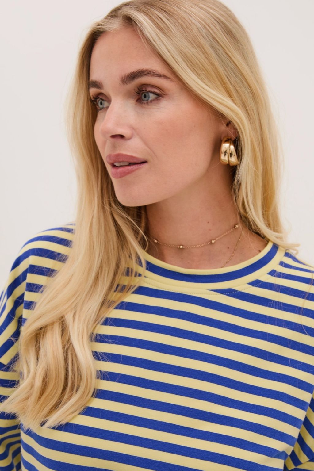 Zara Blue & Yellow Lightweight Stripe Sweatshirt - Blue & Yellow