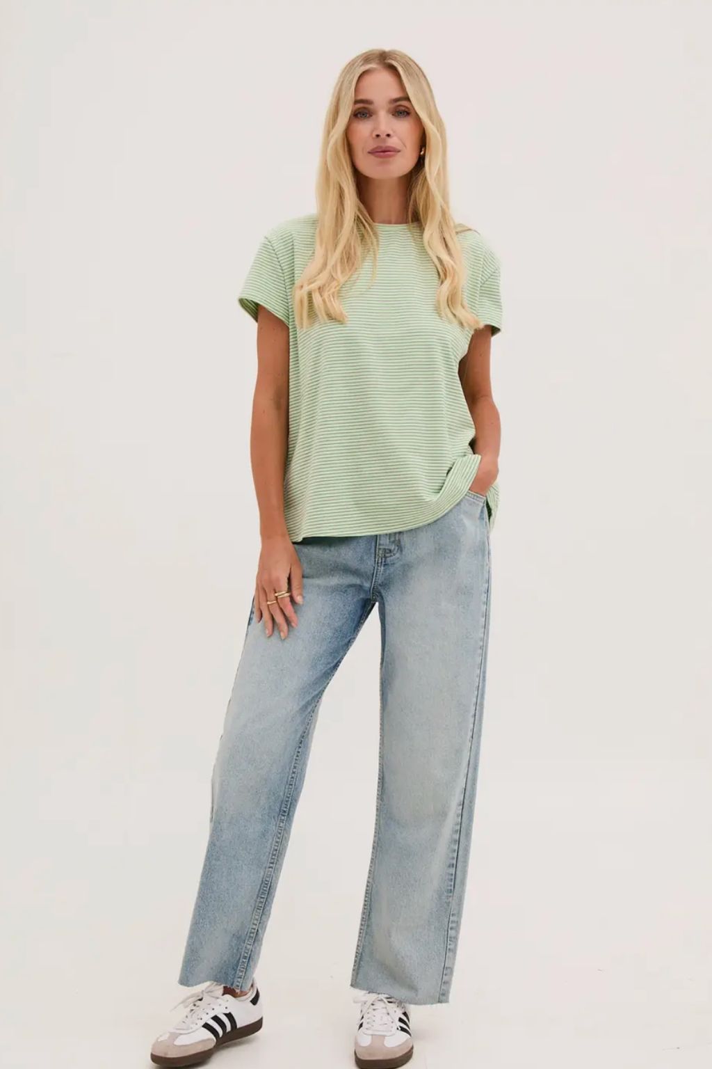 Mimi Stripe Super Soft Top - Mint Green