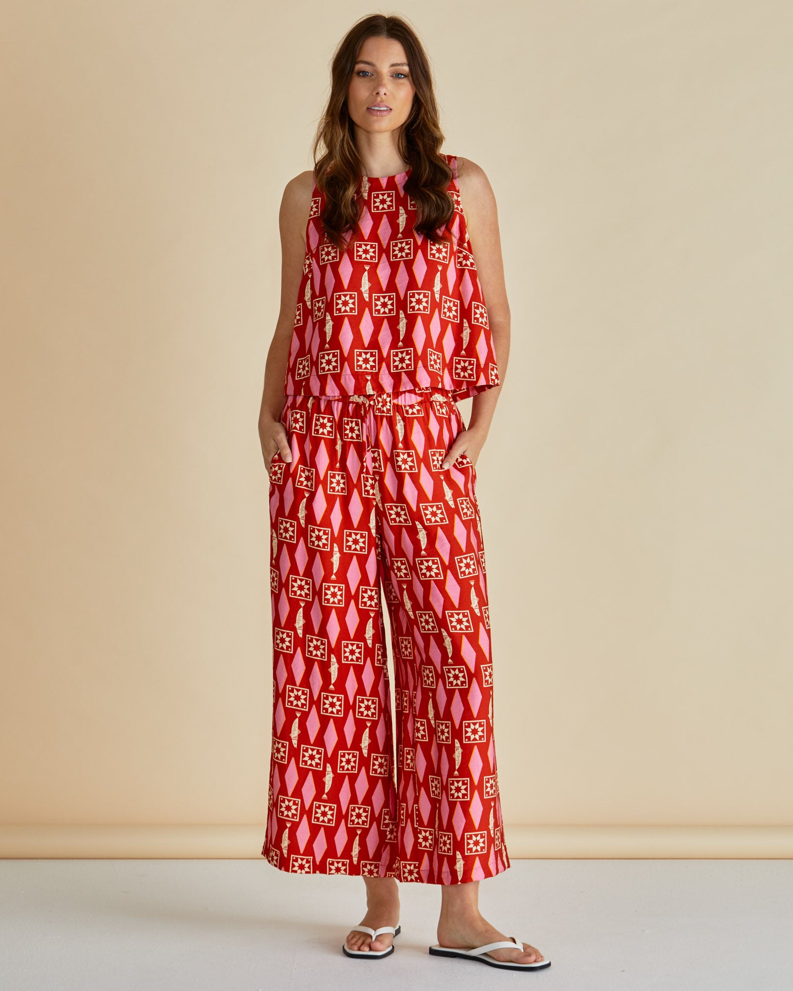 Copacabana Relax Pant - Sardina Geo Print