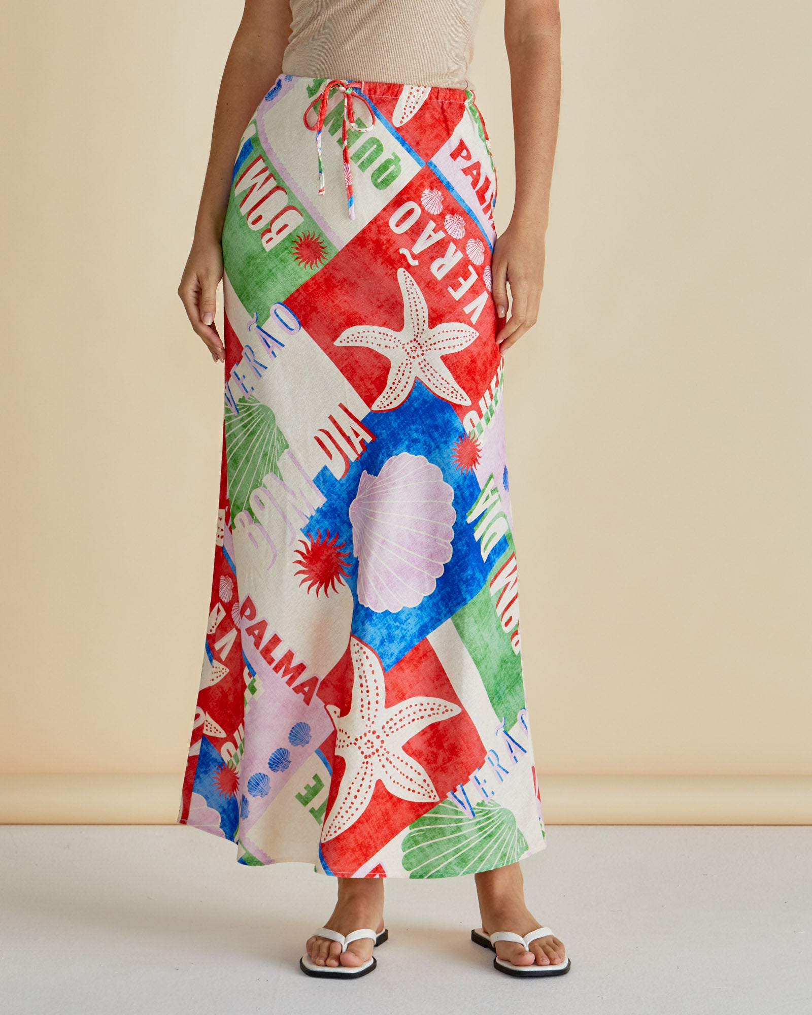 Brooke Bias Skirt - Seashell Print