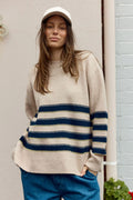 Camryn Knit Sweater - Navy/Cream/Gold Stripe