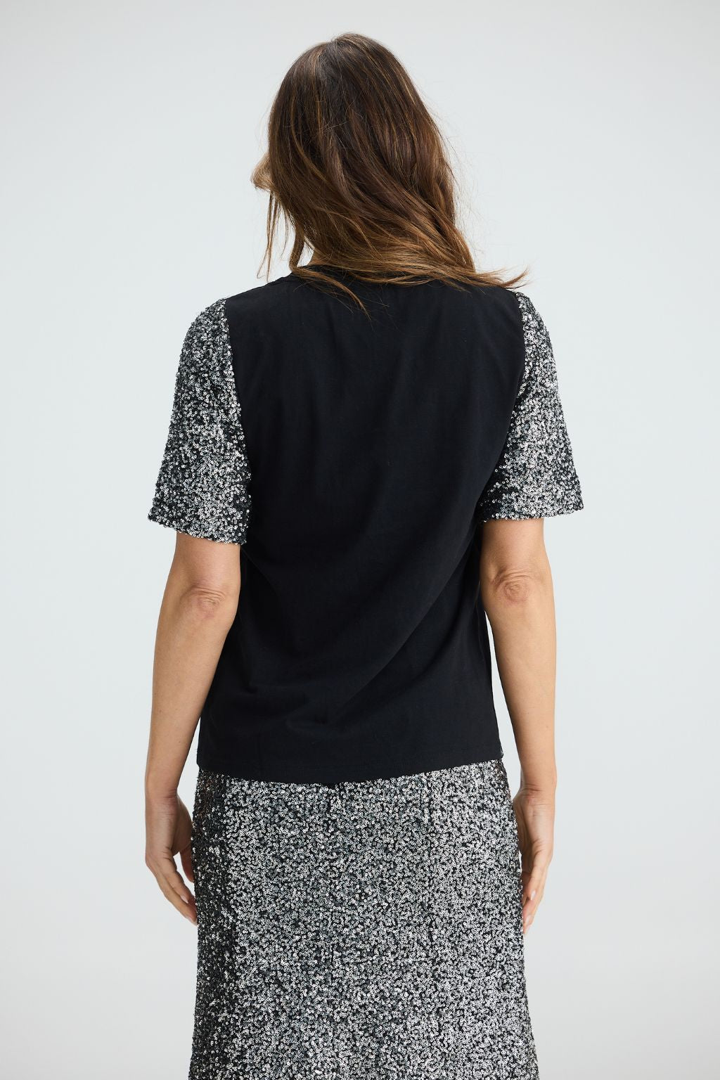 Ritz Tee - Black with Silver Sequin
