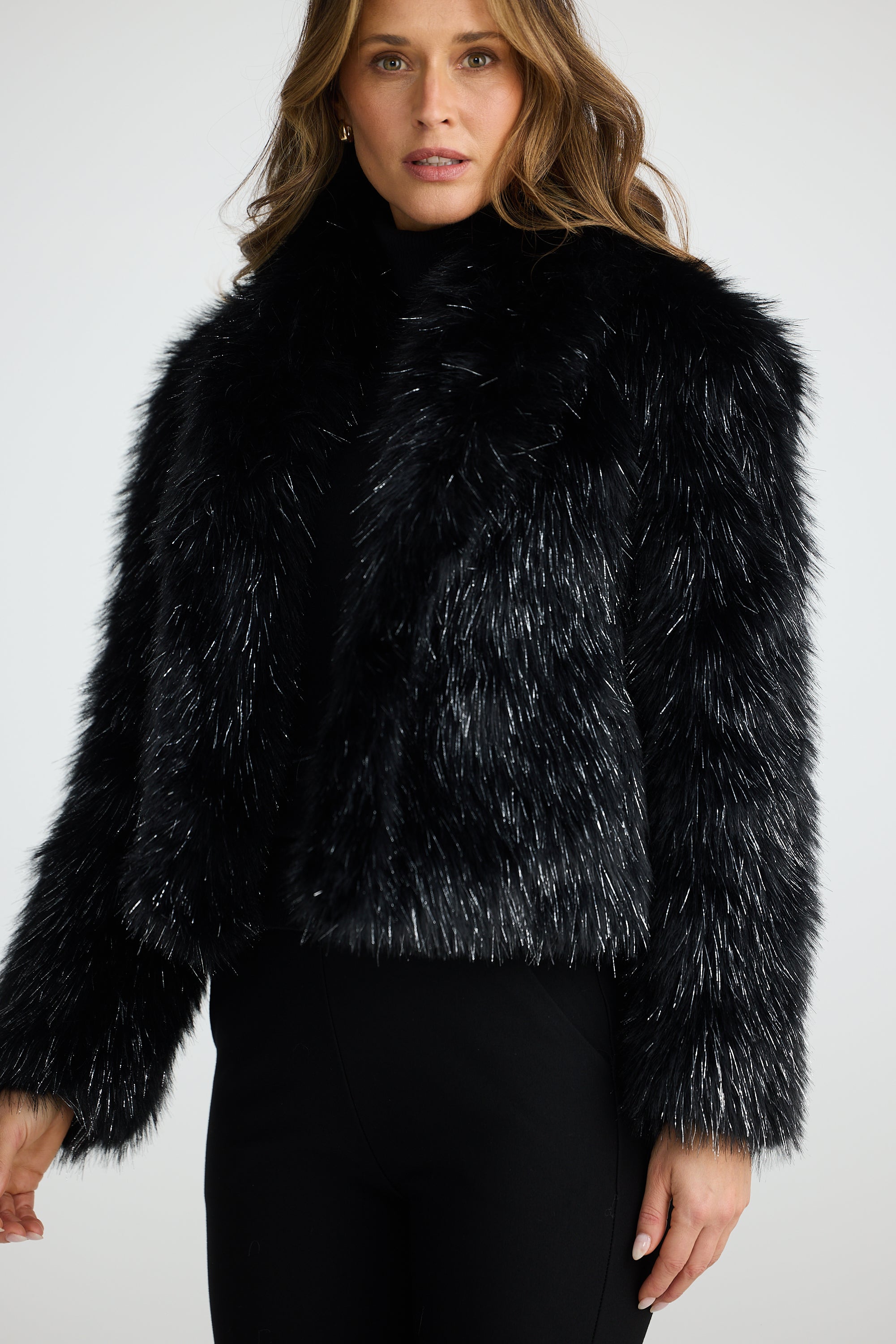 Glamour Fur Jacket - Black Sparkle