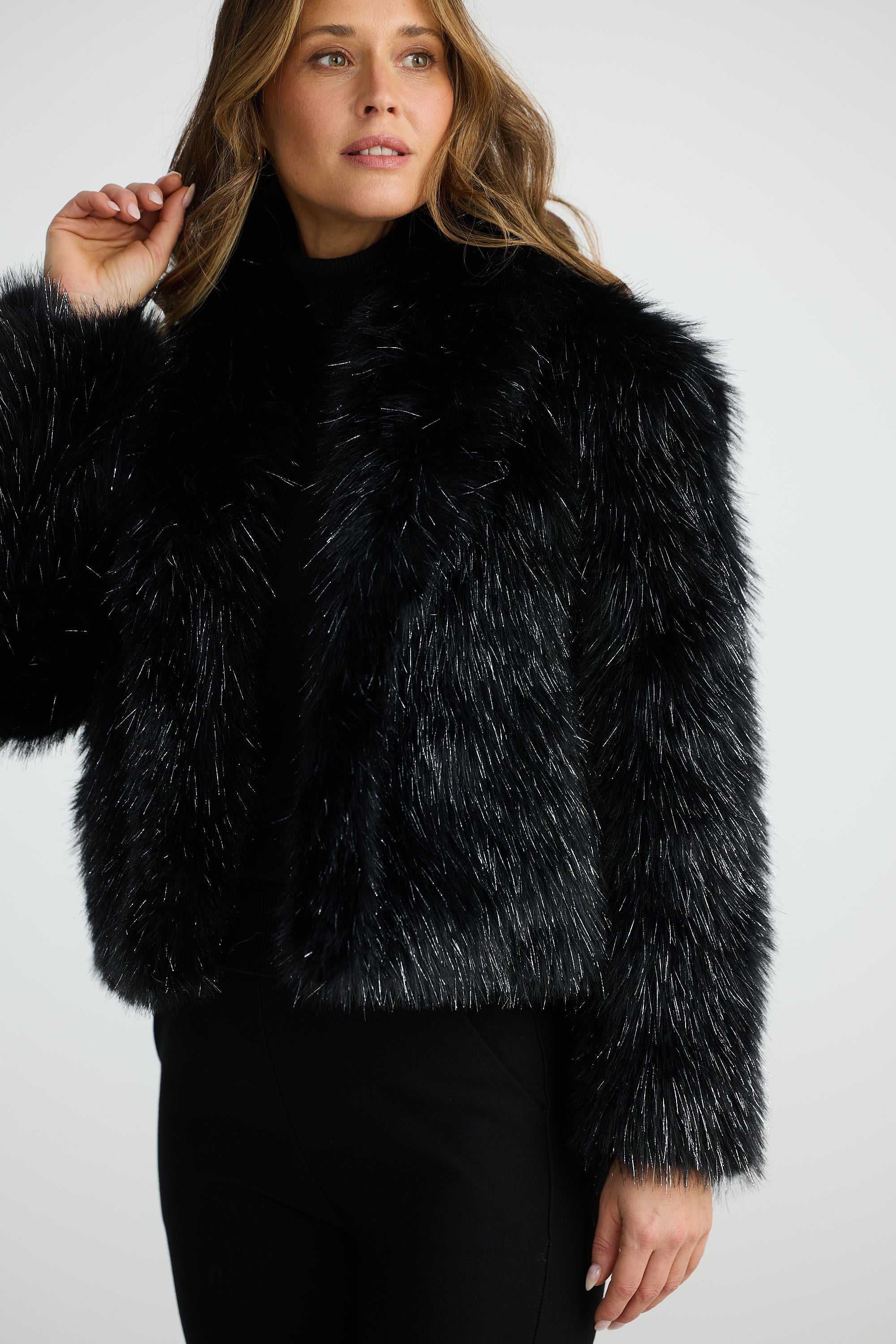 Glamour Fur Jacket - Black Sparkle