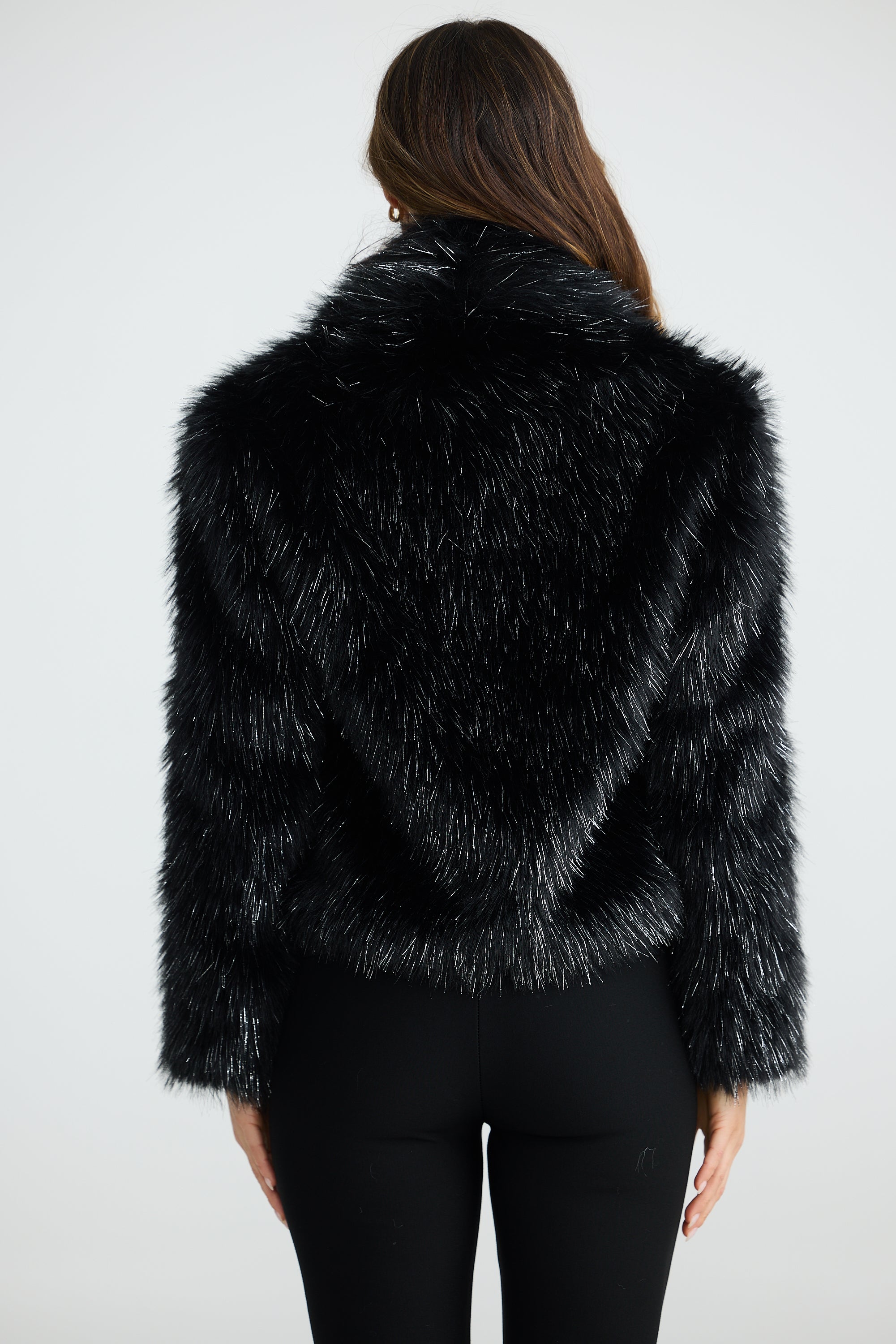 Glamour Fur Jacket - Black Sparkle
