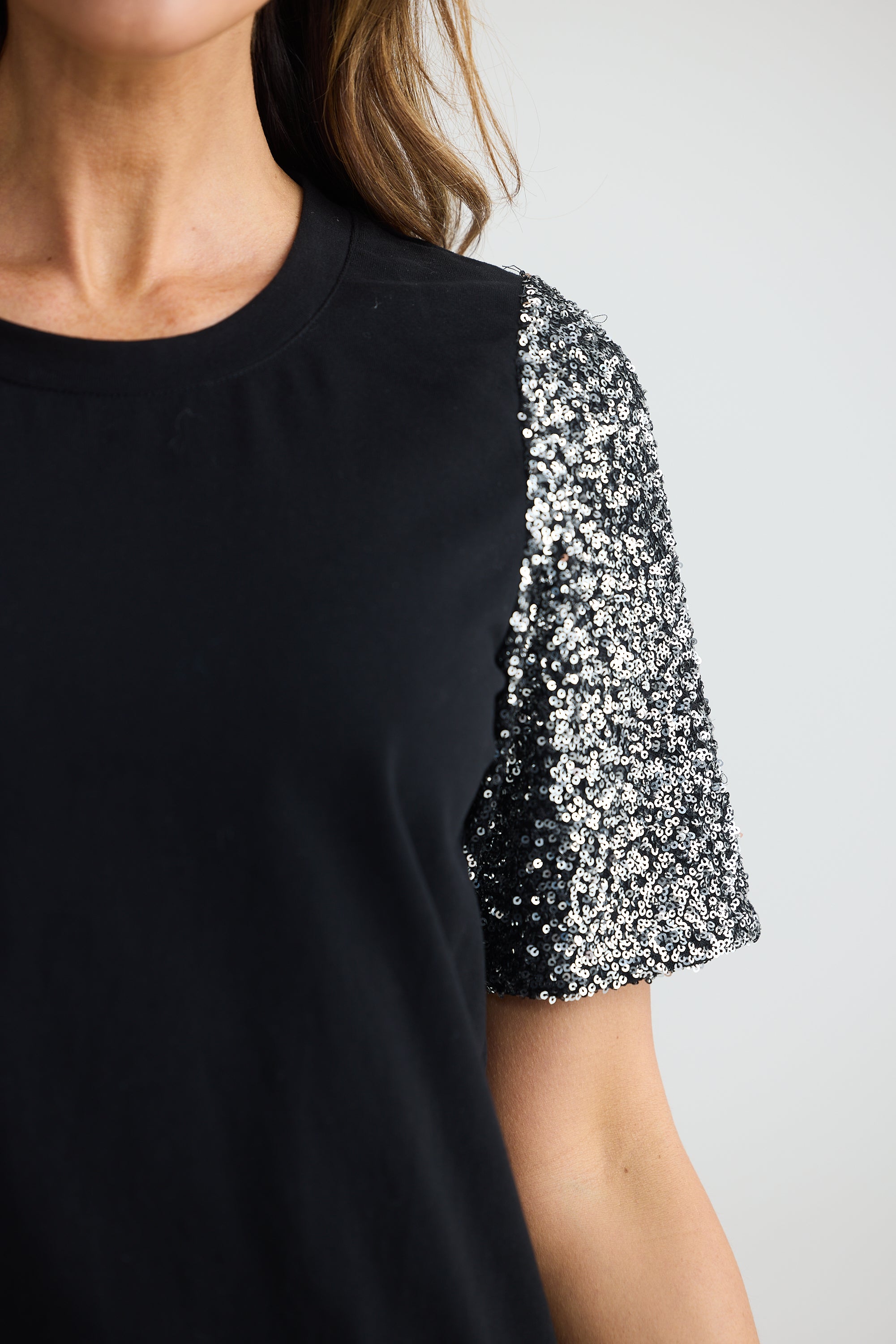 Ritz Tee - Black with Silver Sequin