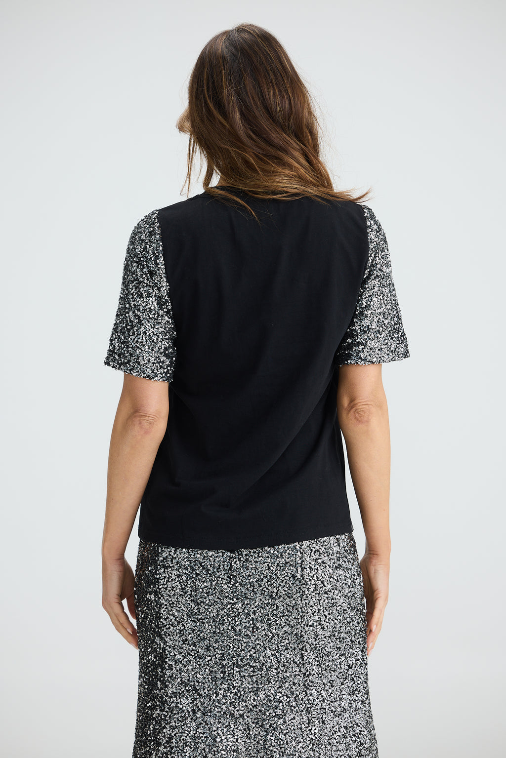 Ritz Tee - Black with Silver Sequin
