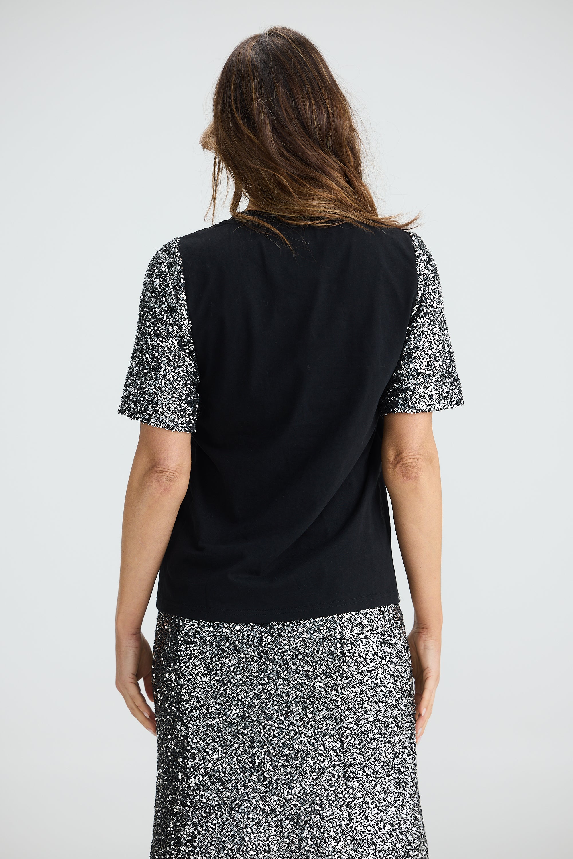 Ritz Tee - Black with Silver Sequin