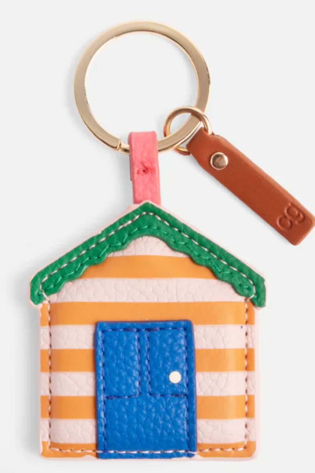 Striped Beach Hut Keyring