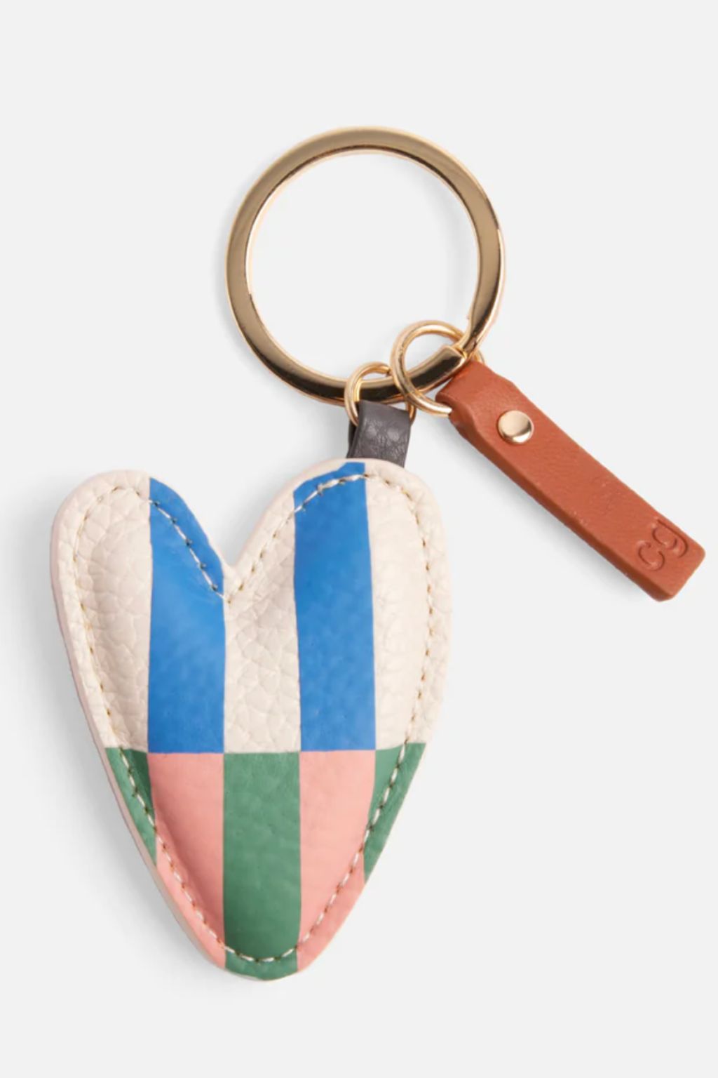 Multi Stripe Printed Heart Keyring
