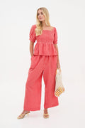Ria Pink & Red Gingham Culottes: Red