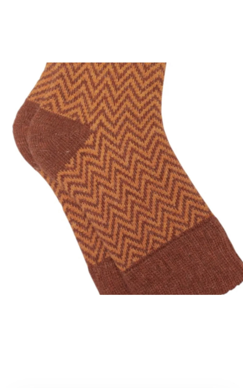 Terracotta herringbone cosy socks