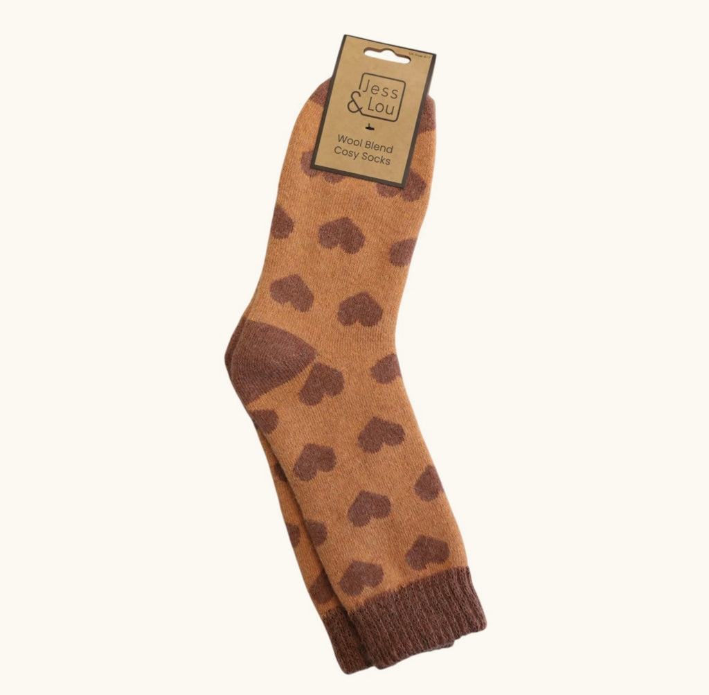 Terracotta heart cosy socks