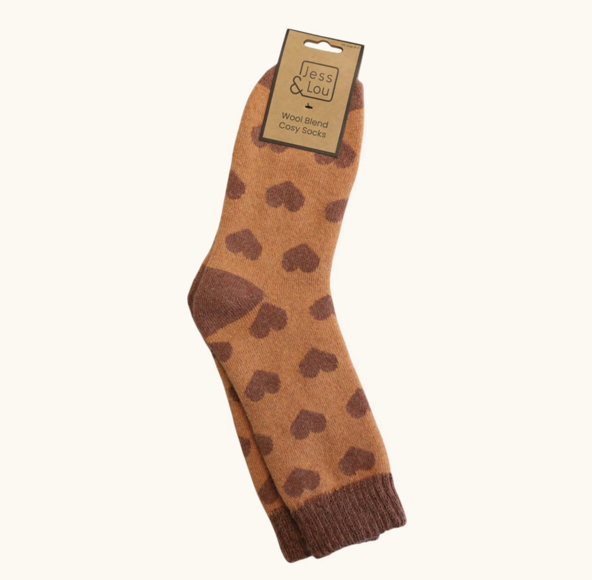 Terracotta heart cosy socks