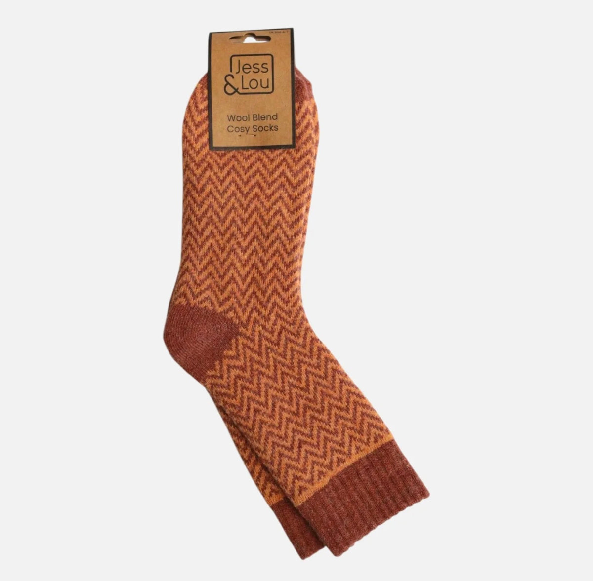 Terracotta herringbone cosy socks