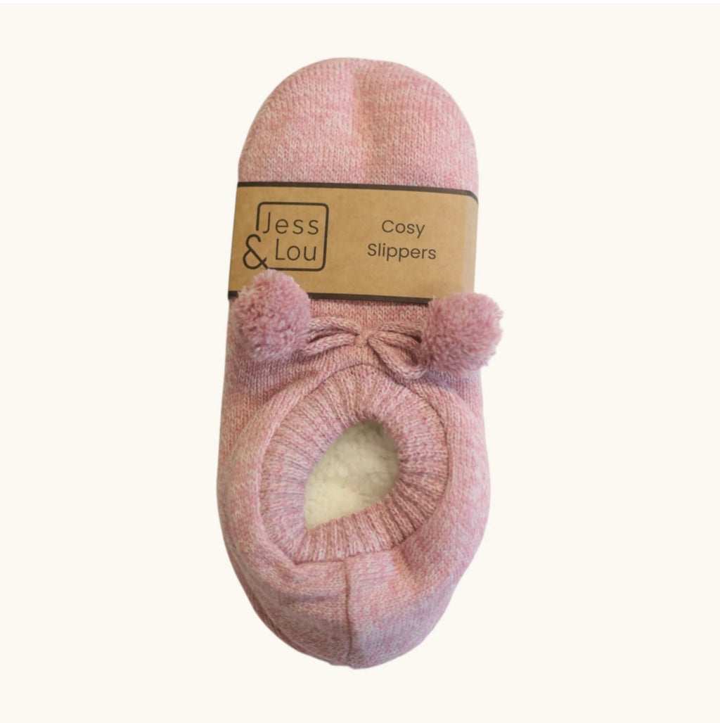 Pink marl cosy slippers
