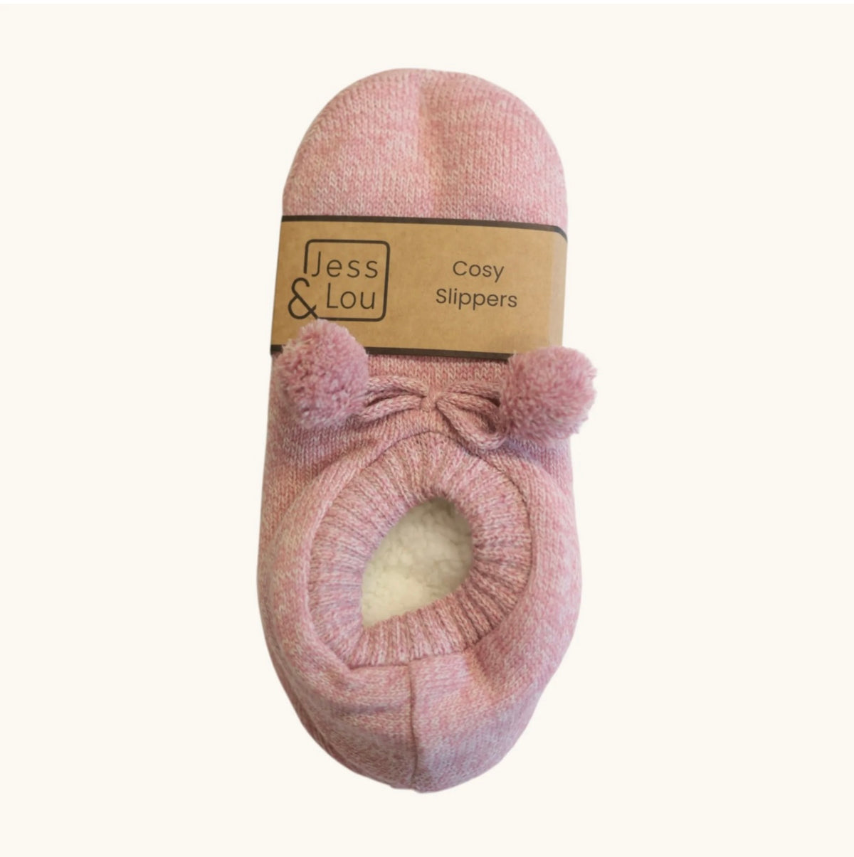 Pink marl cosy slippers