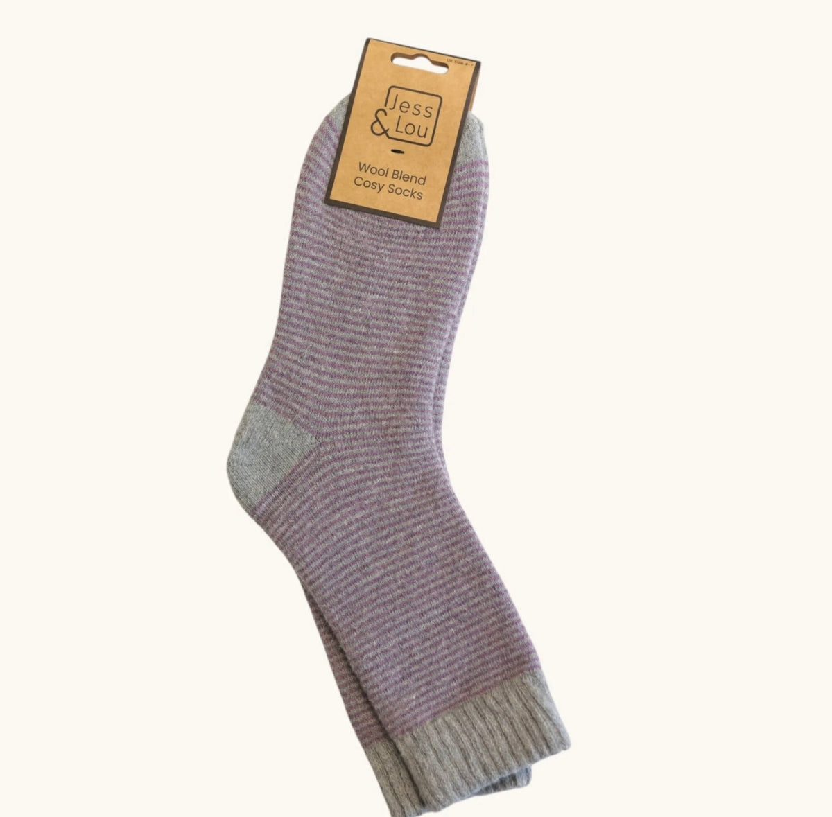 Lavender thin stripe cosy socks
