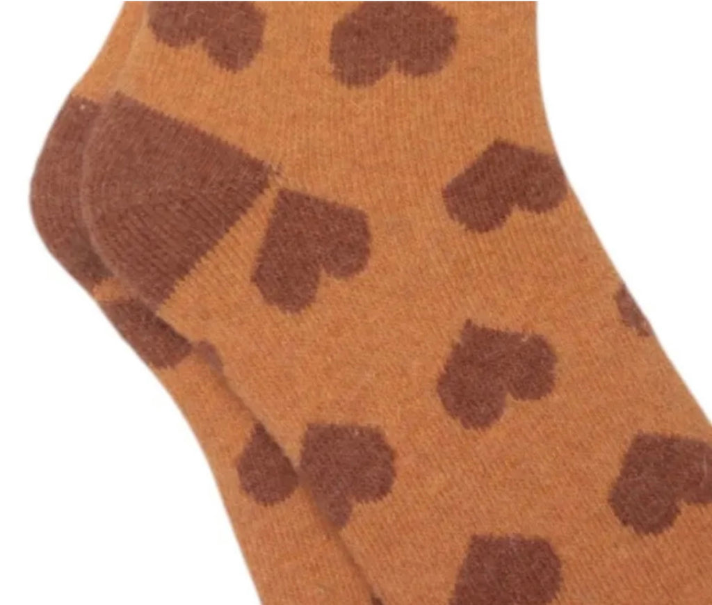 Terracotta heart cosy socks