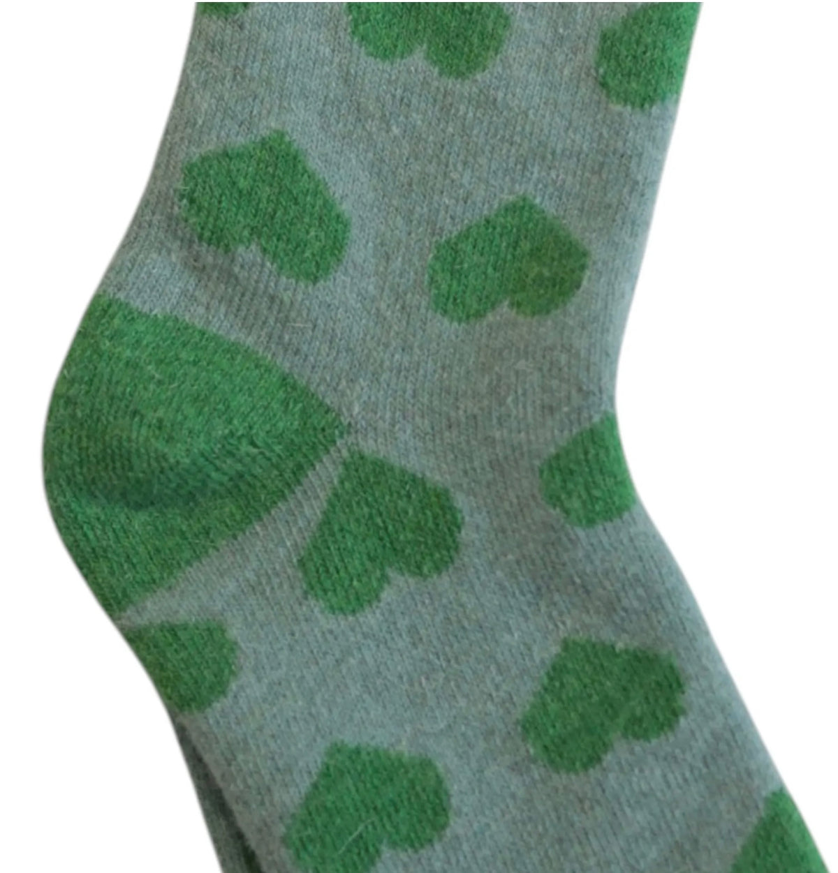 Green heart cosy socks