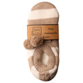 Taupe and white stripe cosy slippers