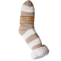 Taupe and white stripe cosy slipper sock