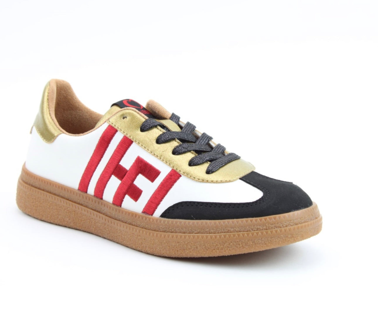 Steffi | White/Black/Gold - Trainers