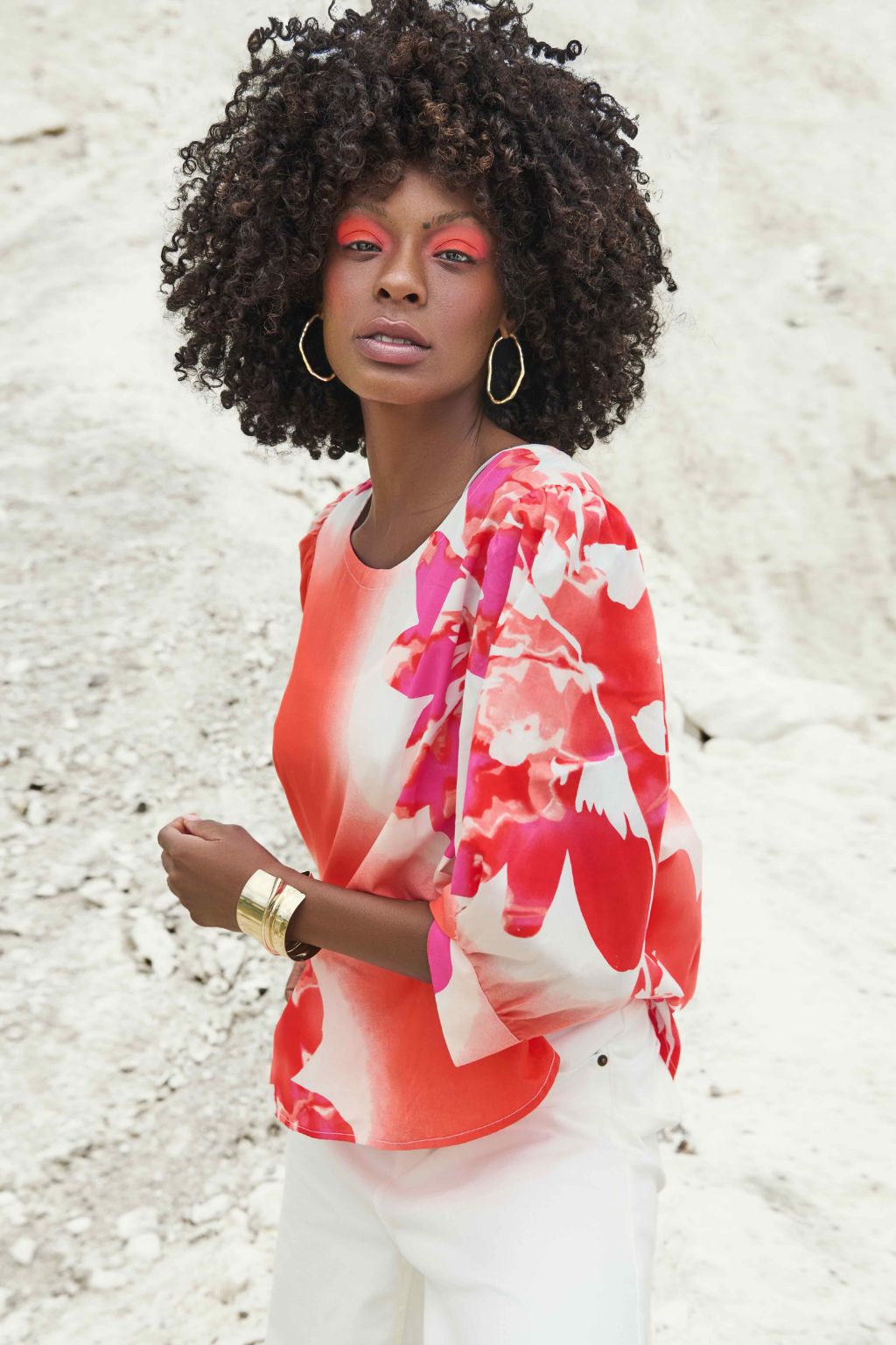 Hibiscus Top - Orange/Pink