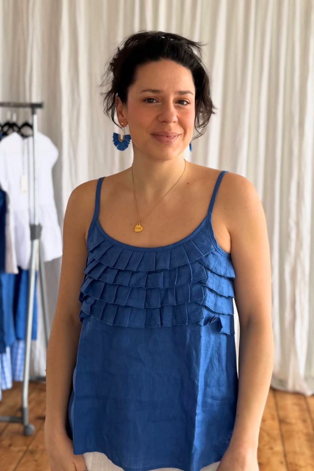 Pleat Dreams Top - Bold Blues